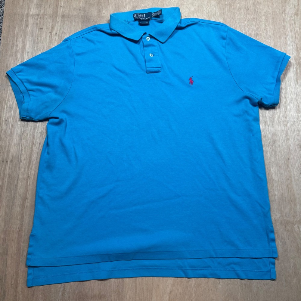 Polo Ralph Lauren Men's Custom‎ Fit Bright Blue Polo Shirt Size XL